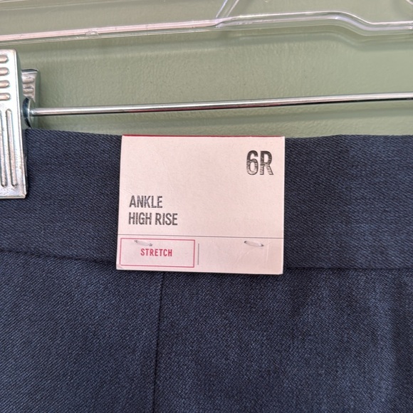 NWT Express High Waist High Rise Straight Ankle Pant Heather Navy Blue Sz 6 - Picture 6 of 7